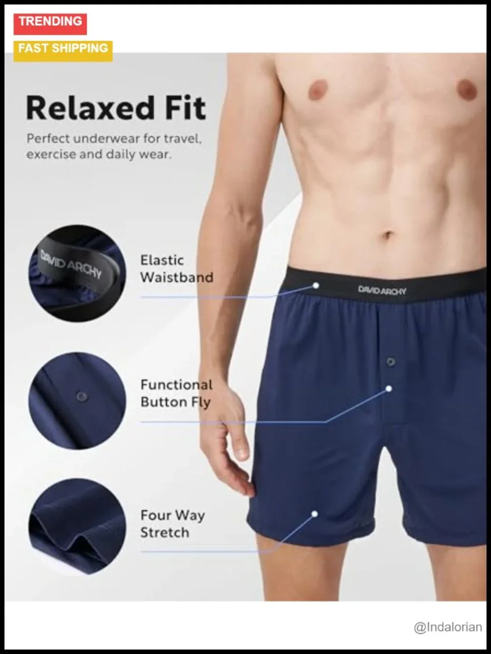 Men's Quick Dry Micro Mesh Boxer Shorts 3-Pack Lightweight Moisture Wicking